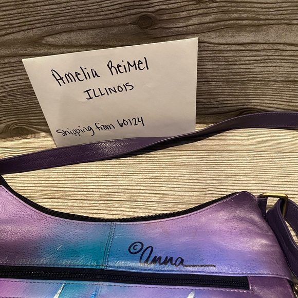 Used in good condition Anna by Anuschka Dreamy Peacock Crossbody Hobo - Picture 3 of 13